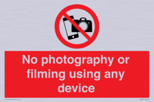 No photography or filming using any device